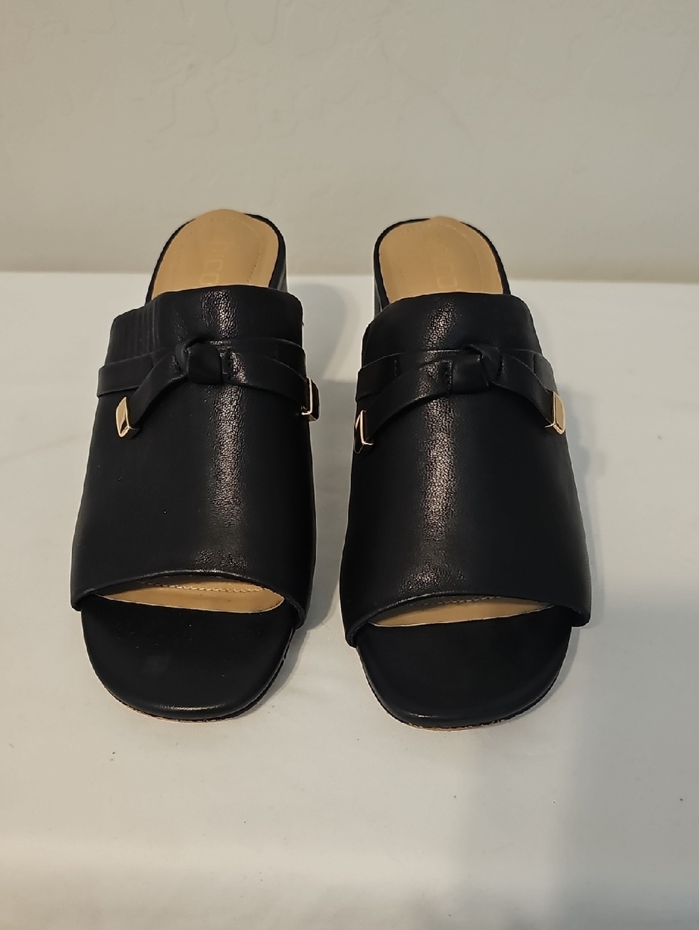 Chico's Black Slide Mules with Buckle Detail - Women